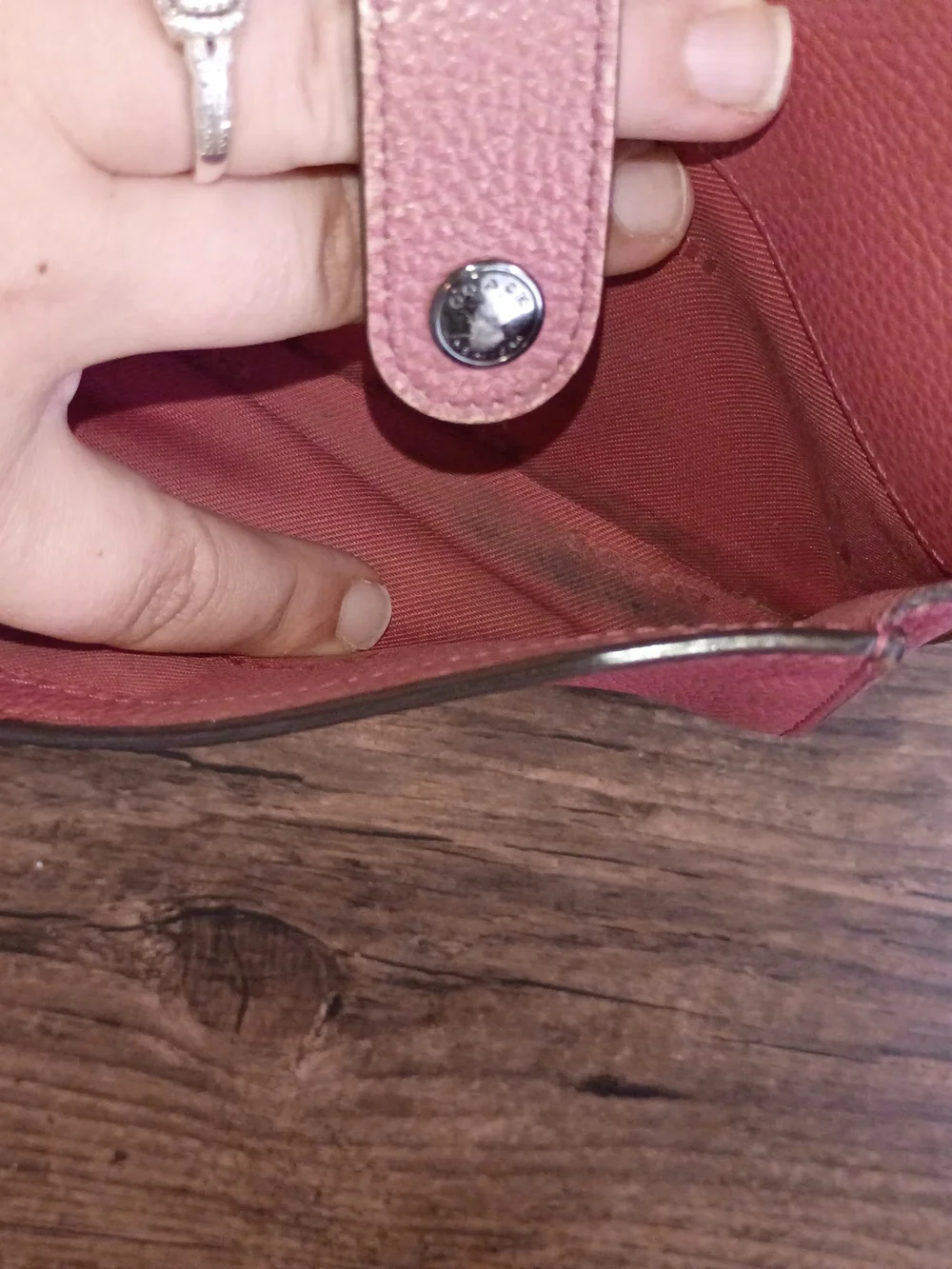 Coach Two-Toned Pink Pebbled Leather Crossbody Wallet